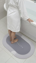 Bath Oval Bathroom Mat, Gray NonSlip Floor Mat for Bathtub Safety, Soft Absorbent Bath Rug