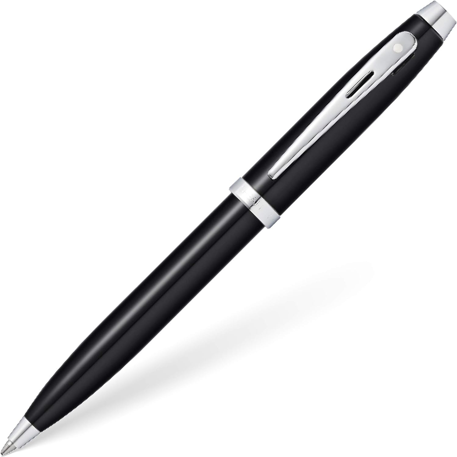 Sheaffer 100 Glossy Black Lacquer Ballpoint Pen With Polished Chrome Trim