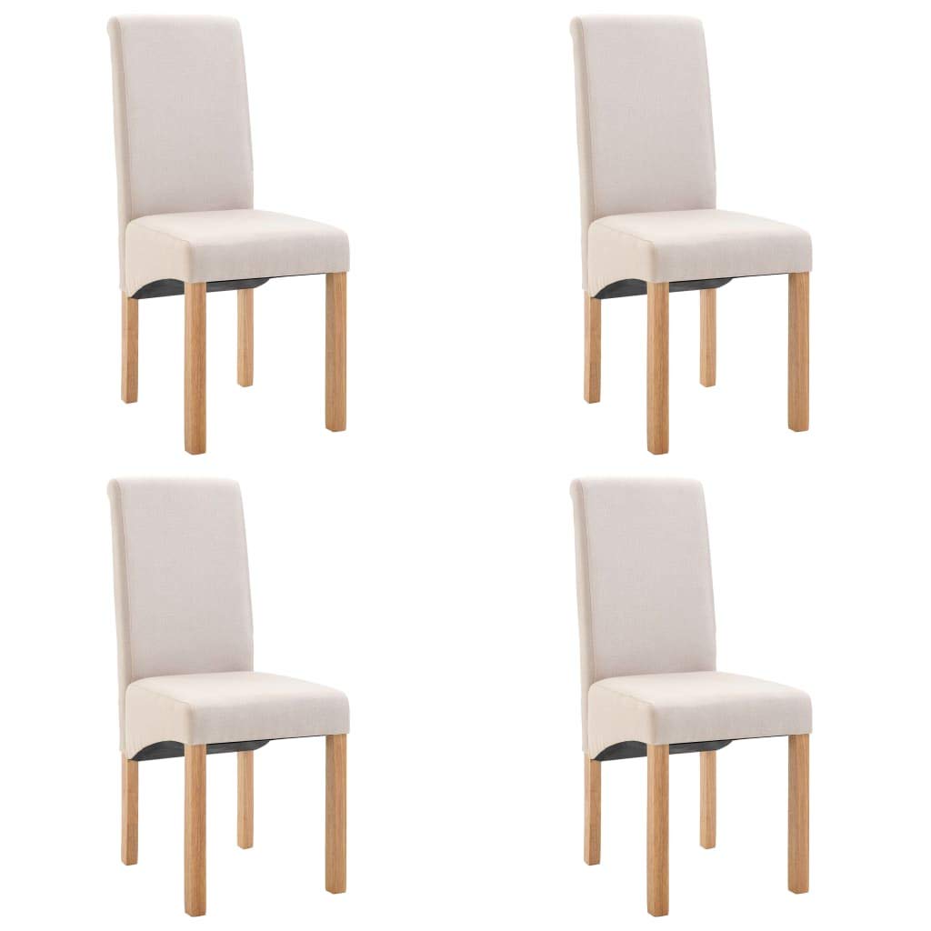 vidaXL Modern Dining Chairs in Cream - Set of 4 - Comfortable Seating with Wooden Frame, Ideal for Dining Room & Living Room