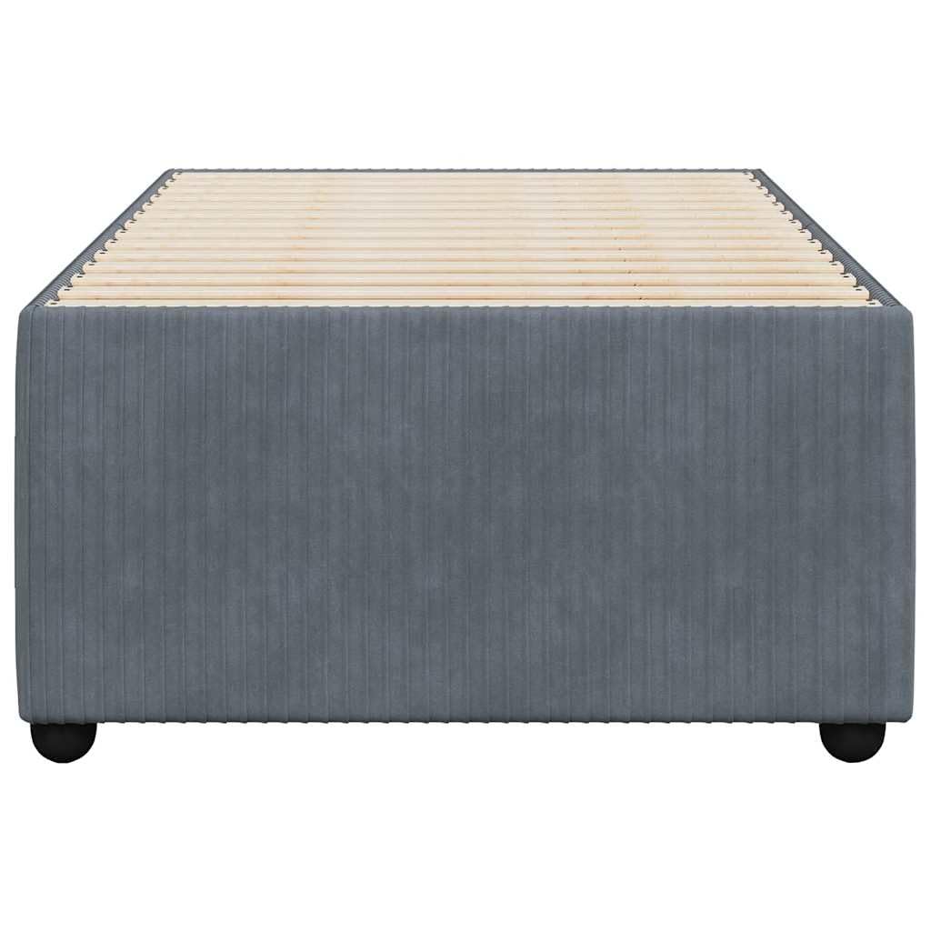 vidaXL - Twin Velvet Upholstered Bed Frame/Dark Gray Mattress Base with Slats/Sturdy Bedroom Furniture for Ultimate Comfort
