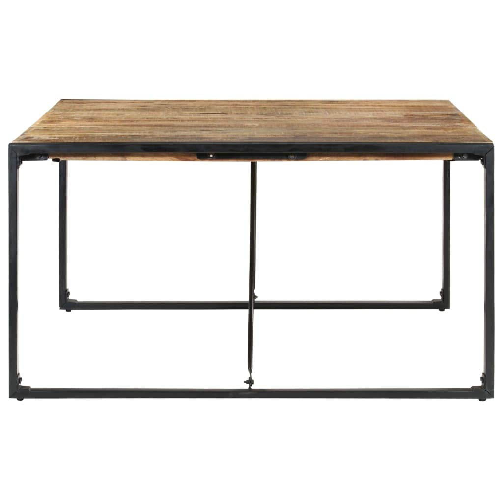 vidaXL Industrial-Style Dining Table - Rough Mango Wood Build, Durable Steel Legs, Unique Wood Grain Patterns - 55.1&quot;x55.1&quot;x29.5&quot; - Brown Black
