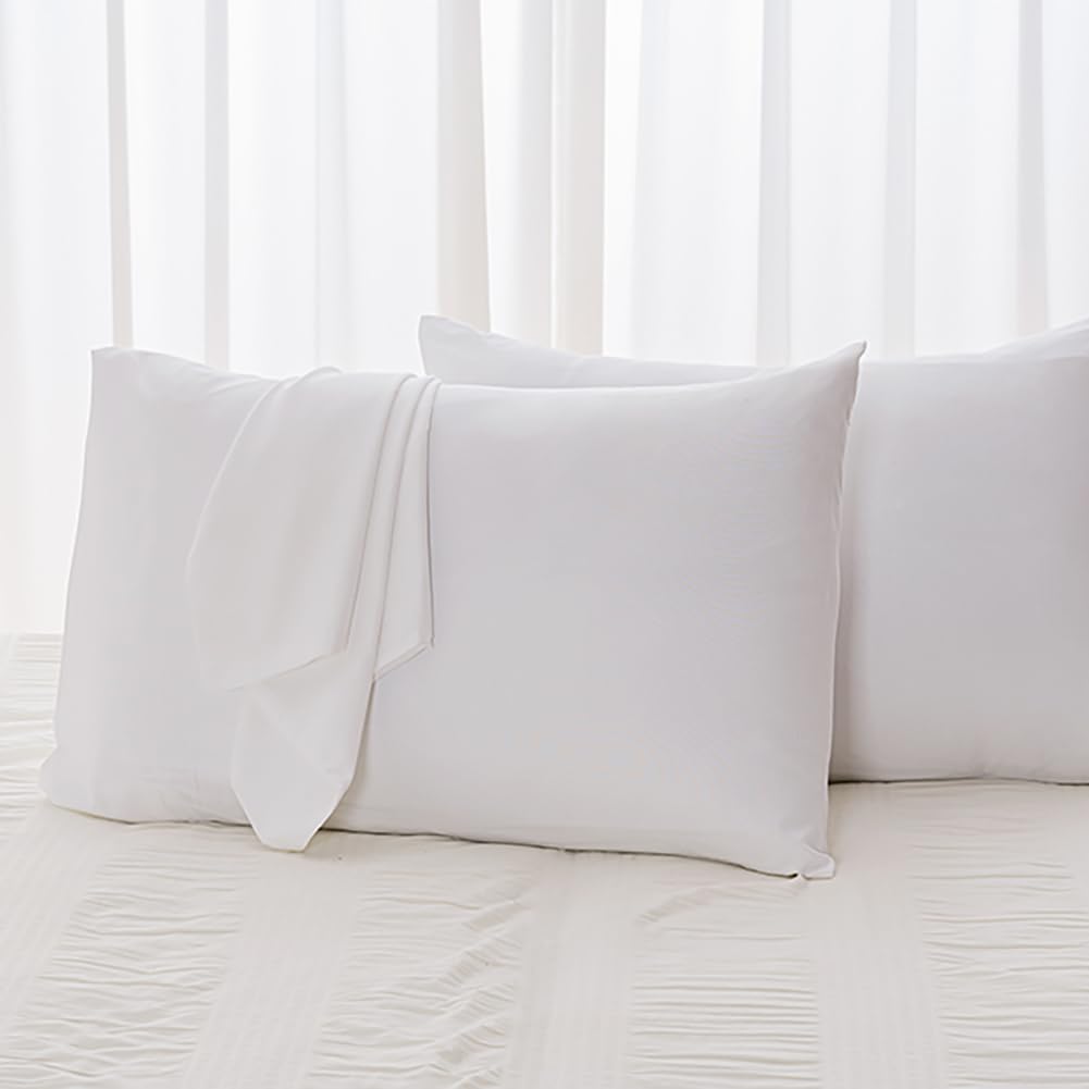 Nini All Pillow Cases 100% Brushed Microfiber White Pillowcases 2 Pack Soft & Breathable All Seasons Pillow Covers With Envelope