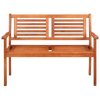 vidaXL Solid Eucalyptus Wood 2-Seater Patio Bench with Cushion Garden Outdoor Balcony Backyard Terrace Lounge Seating Wooden Furniture 47.2"