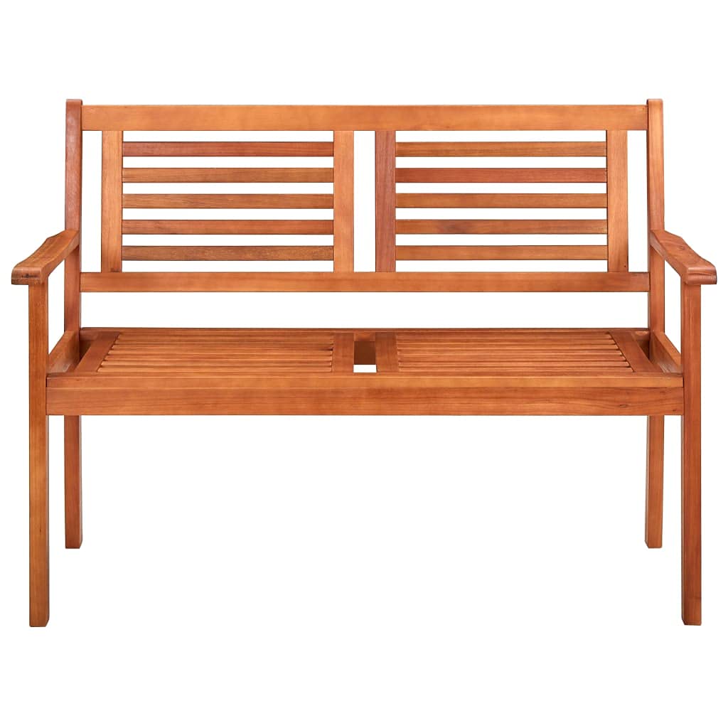 vidaXL Solid Eucalyptus Wood 2-Seater Patio Bench with Cushion Garden Outdoor Balcony Backyard Terrace Lounge Seating Wooden Furniture 47.2"