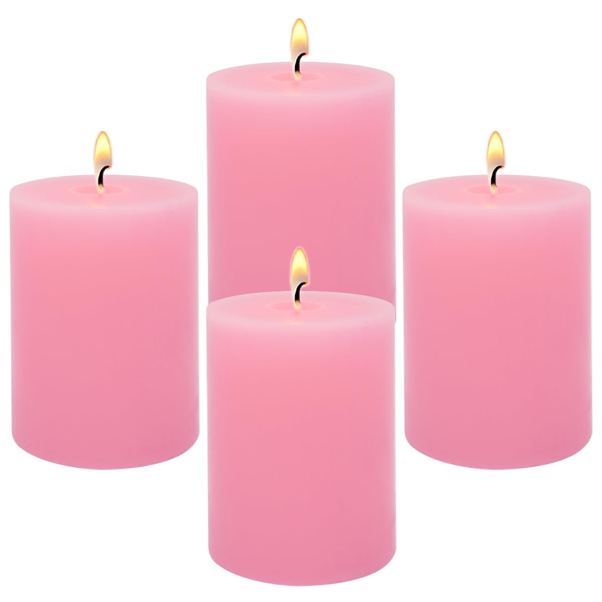Amusaer 2x3 Inch Pink Pillar Candles Small 24 Hours Unscented Dripless Flat Top Column Cylinder Candles for Dinner Table Christm