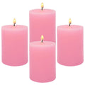 Amusaer 2x3 Inch Pink Pillar Candles Small 24 Hours Unscented Dripless Flat Top Column Cylinder Candles for Dinner Table Christm