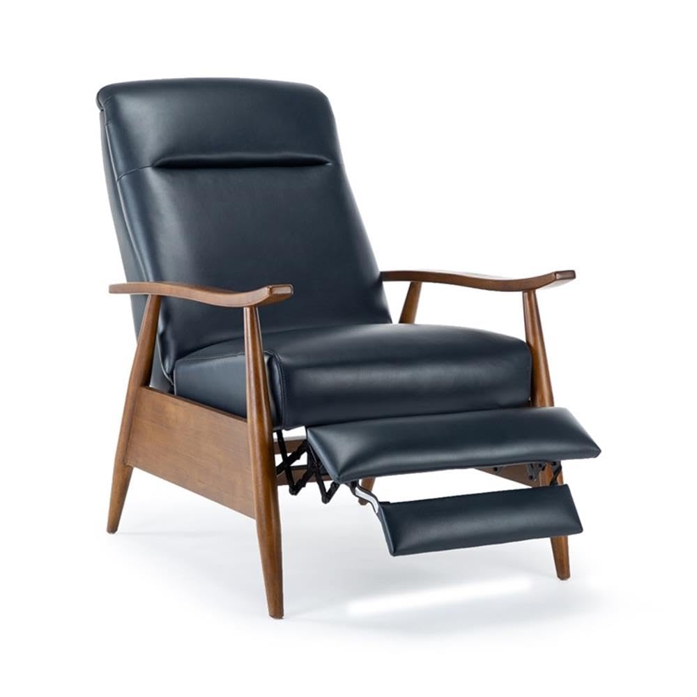 Comfort Pointe Solaris Midnight Blue Faux Leather Wooden Arm Push Back Recliner Chair