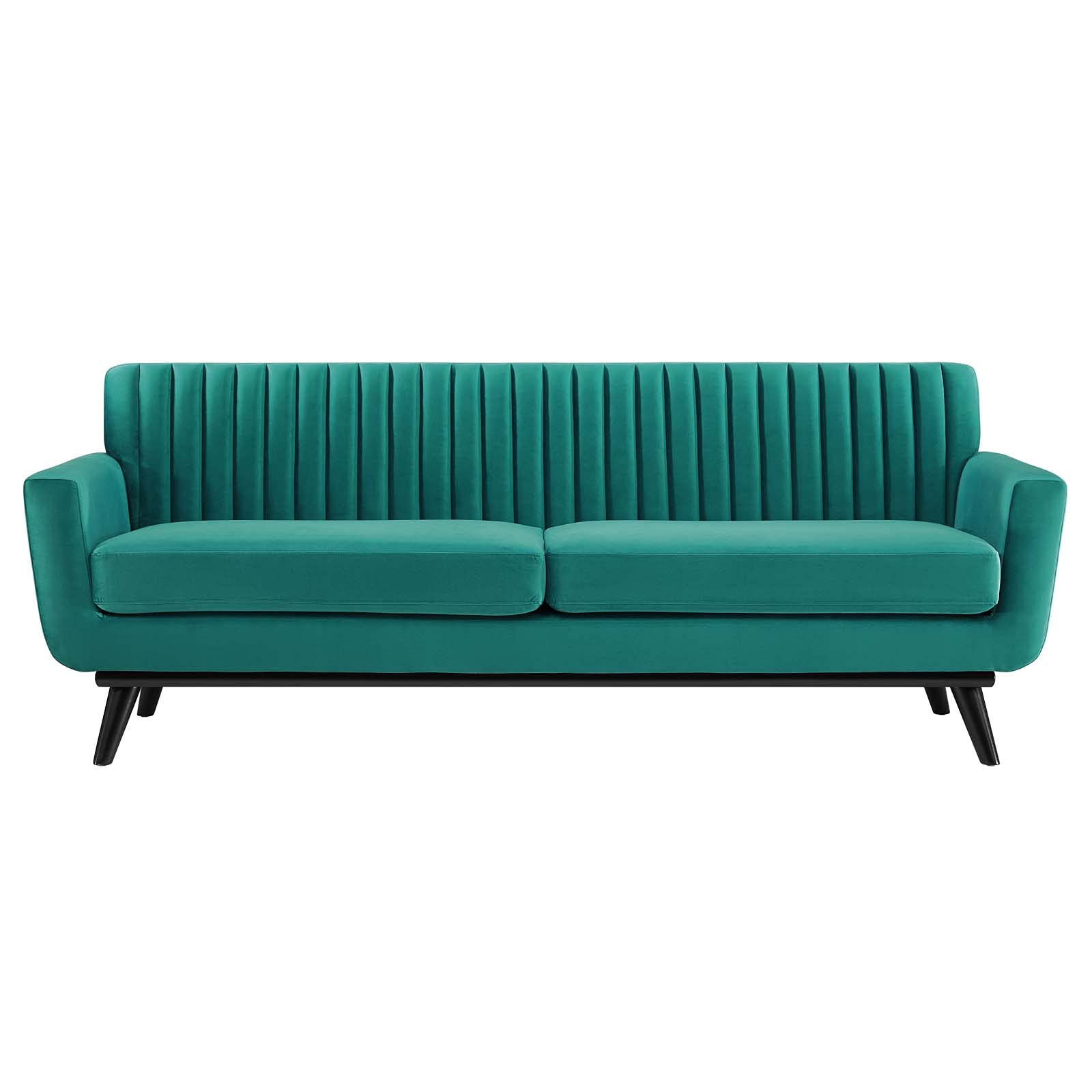 Modway Engage Channel Tufted Performance Velvet Sofa in Teal