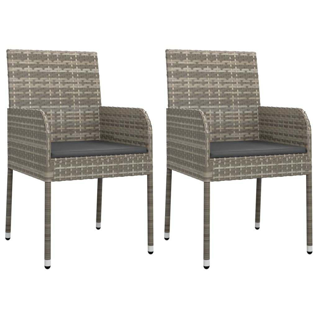 vidaXL 3 Piece Patio Dining Set with Weather-Resistant Poly Rattan, Powder-Coated Steel Frame, and Glass Tabletop - Modern Design for Garden, Patio, Deck