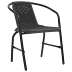 vidaXL Garden Chairs - Set of 6, Black Plastic Rattan and Steel Construction, Comfortable Seating, Stackable Design, Outdoor Patio Furniture