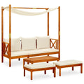 vidaXL Solid Acacia Wood Patio Bench with Table and Footrests Garden Outdoor Terrace Balcony Seat Seating Daybed Sunlounger Furniture