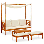 vidaXL Solid Acacia Wood Patio Bench with Table and Footrests Garden Outdoor Terrace Balcony Seat Seating Daybed Sunlounger Furniture