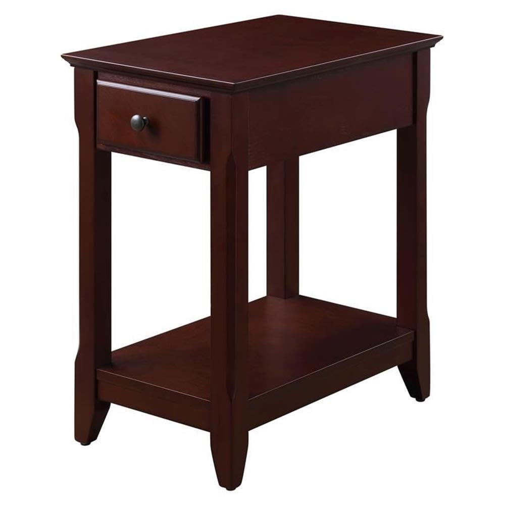 Acme Bertie Wooden Accent Table With Storage Drawer And 1 Tier Shelf In Espresso