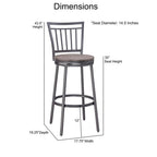 American Woodcrafters Talia Gray Metal Swivel 30-inch Seat Height Bar Stool