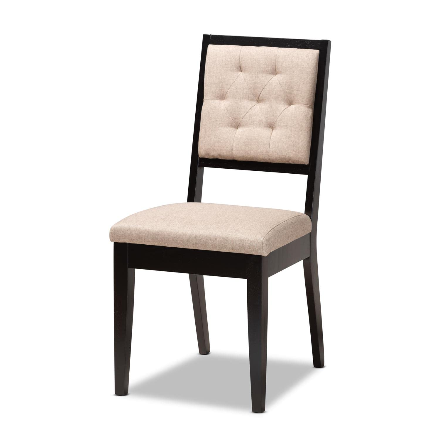 Baxton Studio Suvi Modern and Contemporary Sand Fabric Upholstered and Dark Brown Finished Wood 7-Piece Dining Set