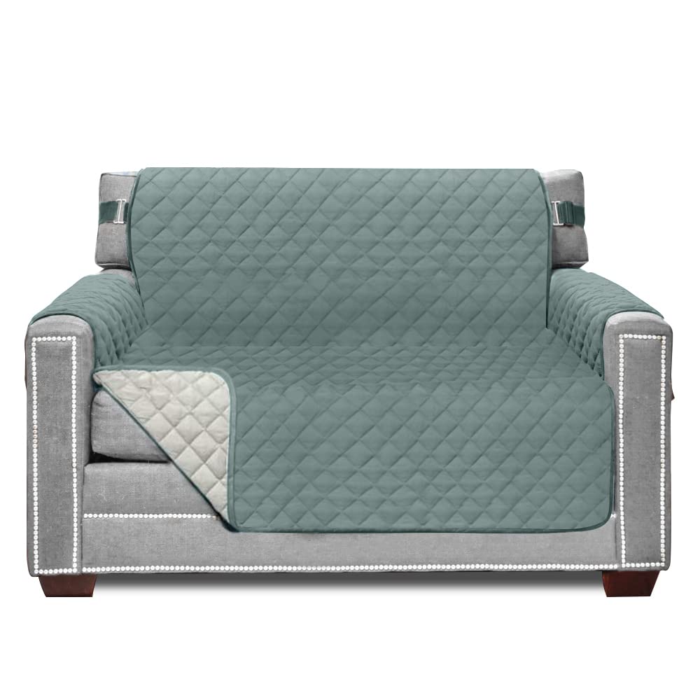 Sofa Shield Patented Chair Slipcover, Reversible Tear Resistant Soft Quilted Microfiber, 48” Seat Width, Durable Furniture Stain Protector With Straps, Washable Cover For Dogs, Kids, Seafoam Cream