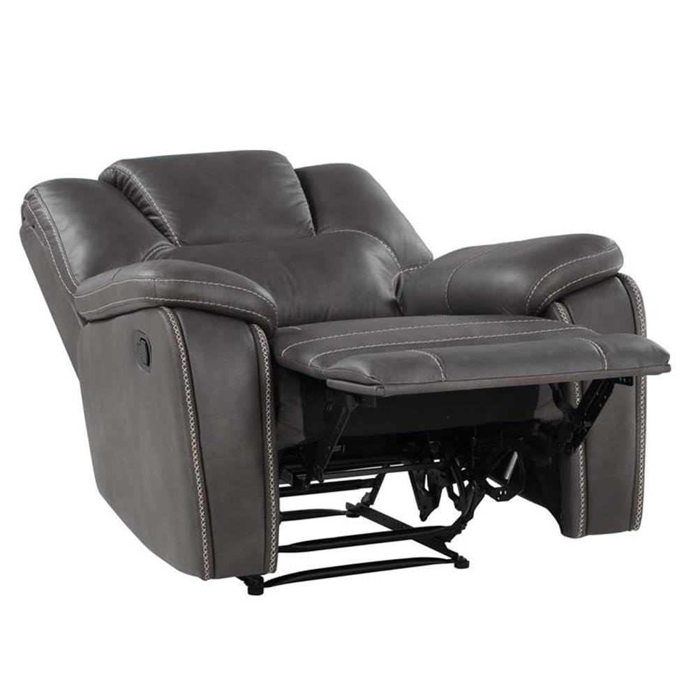 Steve Silver Katrine Charcoal Faux Leather Reclining Sofa-Loveseat-Chair Set