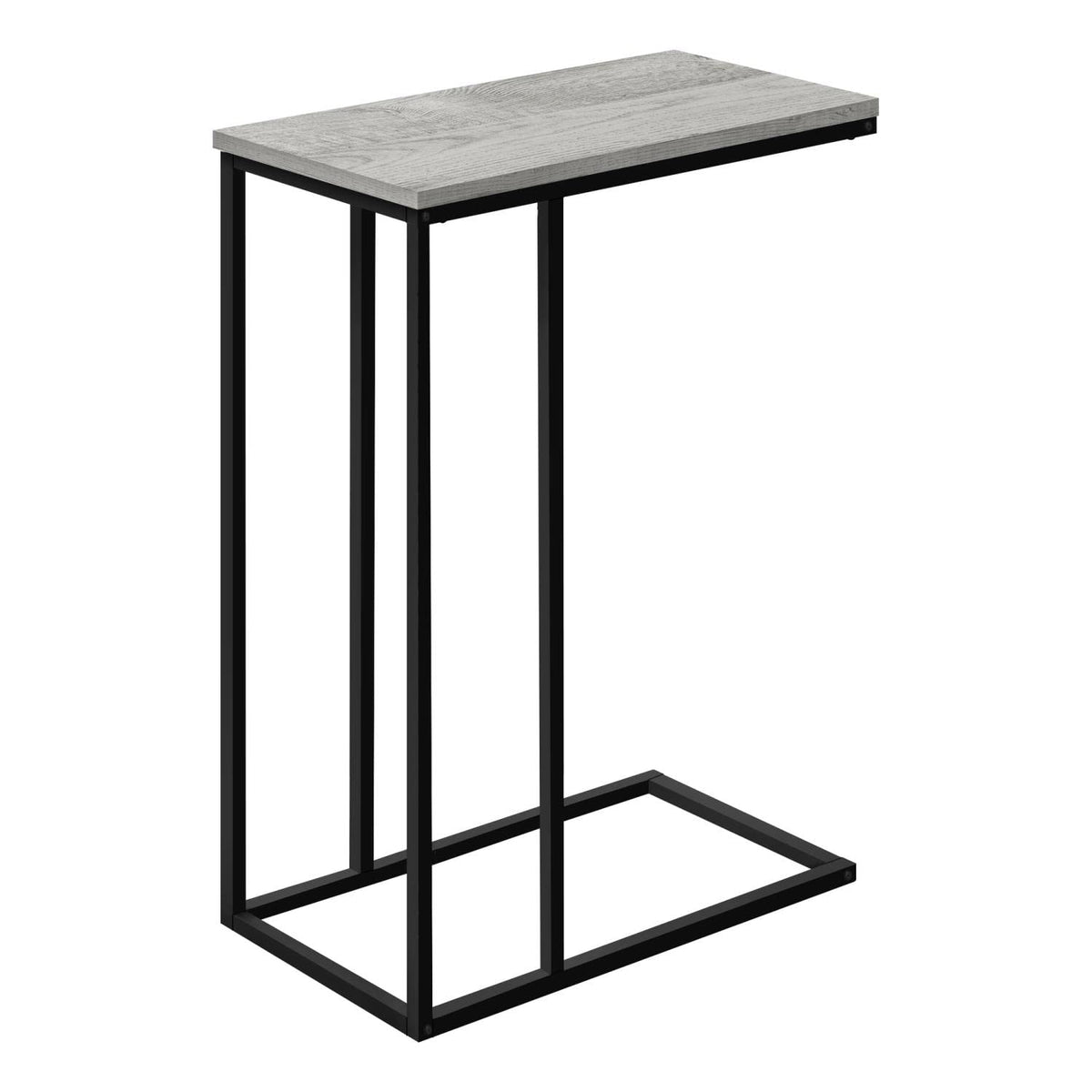 Monarch Specialties 3762 Accent Table, C-Shaped, End, Side, Snack, Living Room, Bedroom, Metal, Laminate, Black, Contemporary, Modern Table-25, 15.75' L x 9.45' W x 24' H, Grey Wood-Look