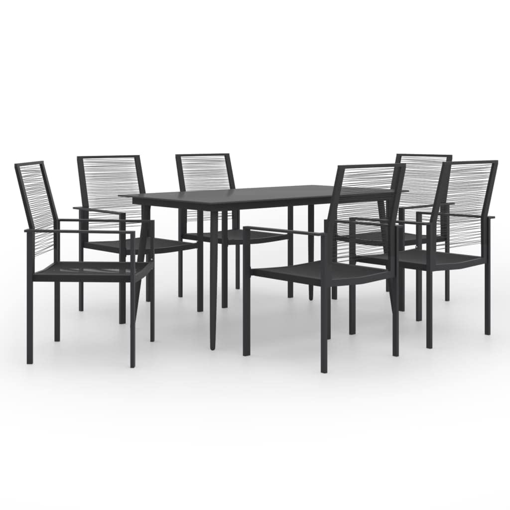 vidaXL Patio Dining Set 7 Piece Outdoor Garden Terrace Yard Patio Table and Chair with Backrest Seating Seat Sitting Chair Dining Set Furniture