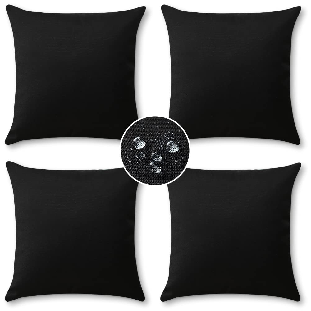Otostar Pack Of 4 Decorative Outdoor Waterproof Throw Pillow Covers 18X18 Inch Linen Garden Pillow Covers Outdoor Pillowcases Pa