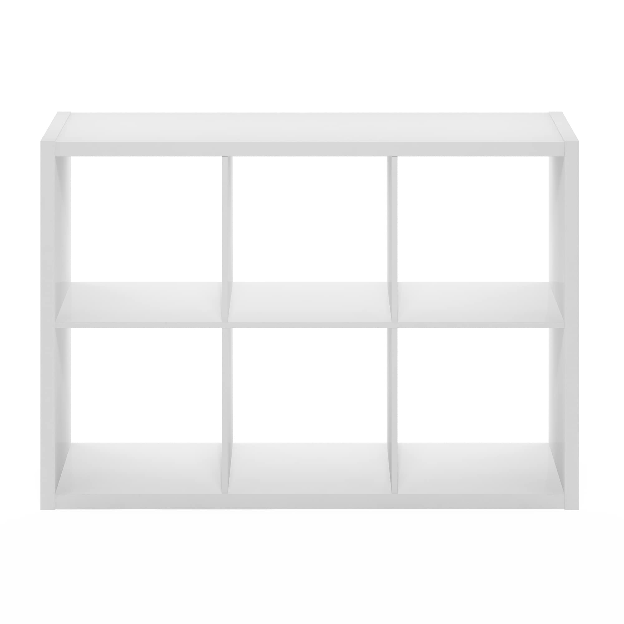 Furinno Cubicle Open Back Decorative Cube Storage Organizer, 6-Cube, White
