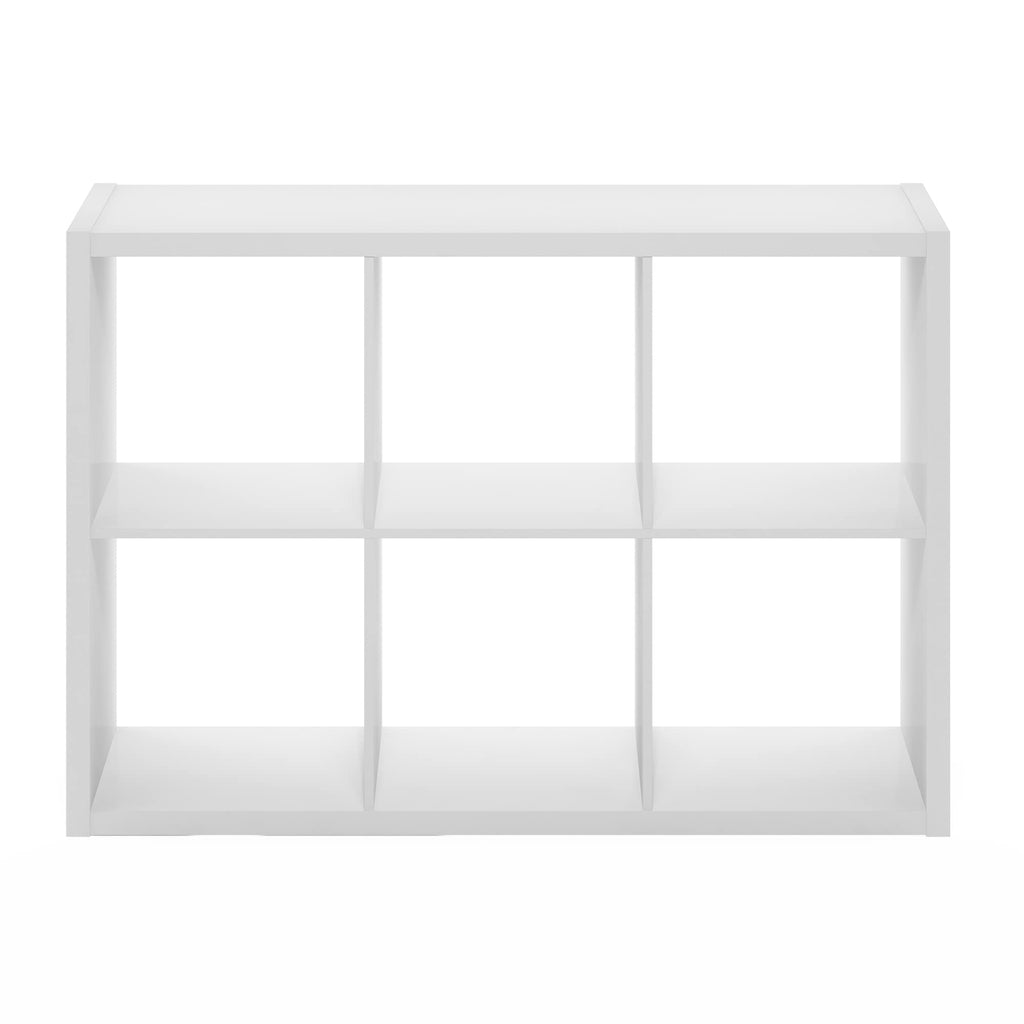 Furinno Cubicle Open Back Decorative Cube Storage Organizer, 6-Cube, White