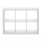 Furinno Cubicle Open Back Decorative Cube Storage Organizer, 6-Cube, White
