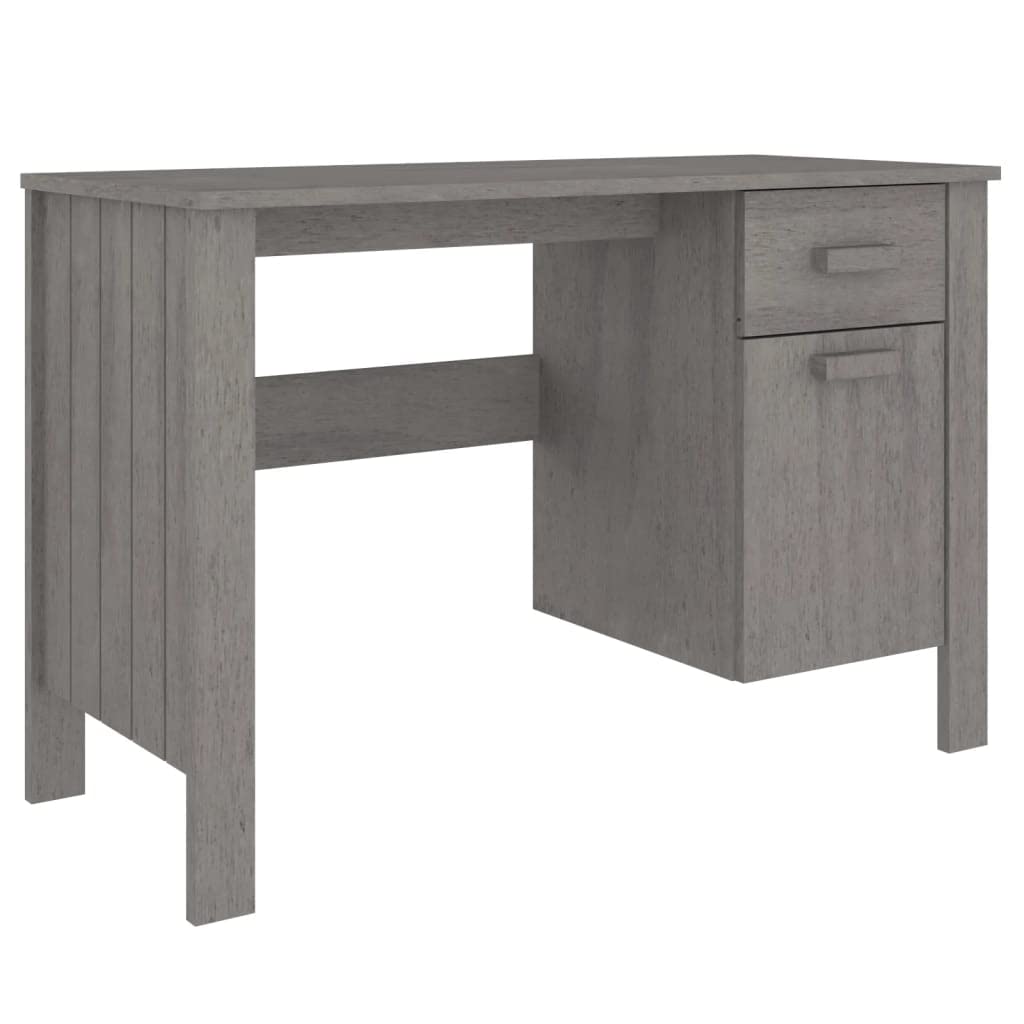 vidaXL Desk Computer Desk Home Office Desk HAMAR Light Gray Solid Wood Pine