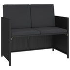 6 Piece Patio Dining Set with Cushions Poly Rattan Black