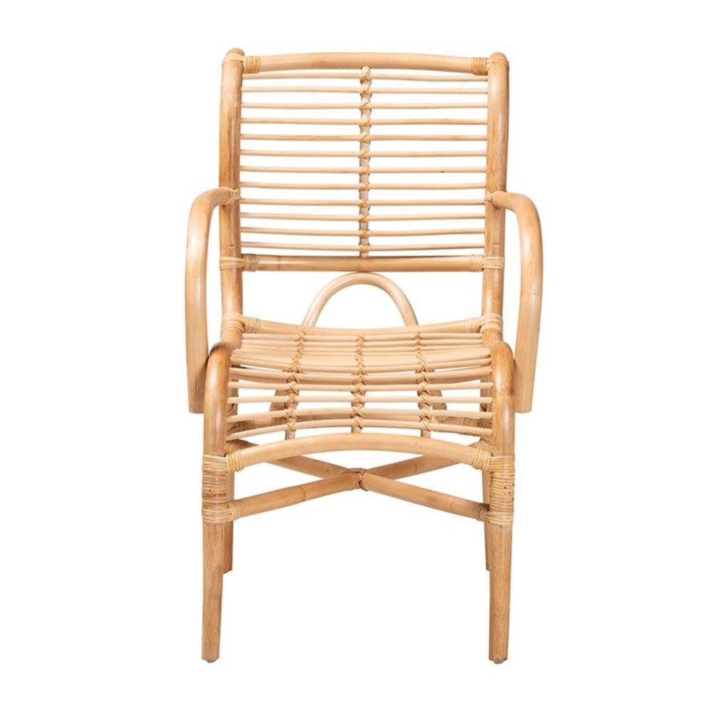 Baxton Studio Bali & Pari Seminyak Modern Bohemian Natural Rattan Lounge Chair - Brown