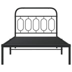 vidaXL Metal Bed Frame with Headboard - Black Single Bed - 39.4"x78.7" - Sturdy Steel Construction with Extra Storage and Back Support