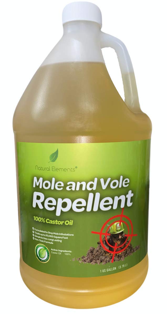 Natural Elements Mole And Vole Repellent | 100% Castor Oil | Pet Safe And Non Toxic | Food Grade | 128 Oz (1 Gallon)