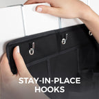 Home Genie Over The Door Hanging Shoe Organizer, 24 Breathable Mesh Pockets, Closet Rack Storage Holder, Stay In Place Hooks Hang On Closets, Hanger Holds Up To 40 Lbs For Shoes, Accessories, Black