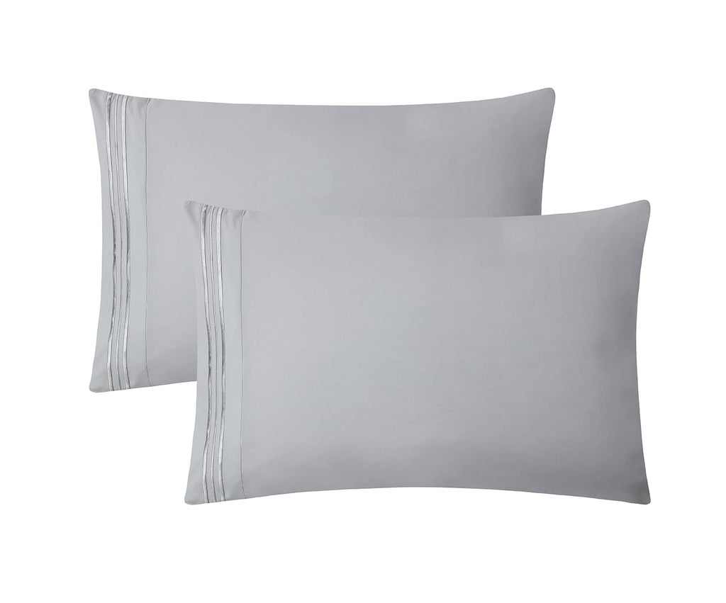 Clara Clark Bed Sheets, Premier 1800 Series 4 Piece Bed Sheet Set, Deep Pocket, Wrinkle, Fade, Stain Resistant, Luxury Soft Bedding Sheets & Pillowcases, Queen, Silver Gray