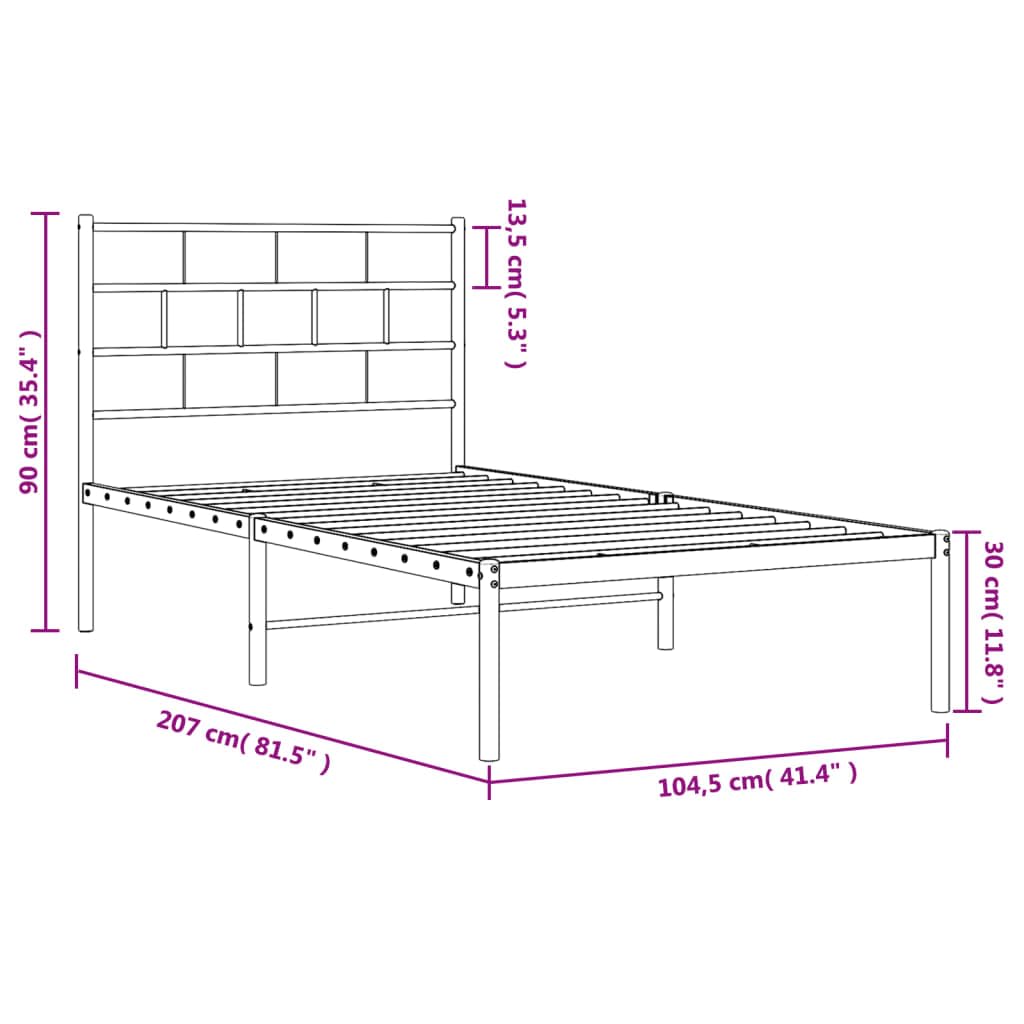 vidaXL 12-Inch Black Metal Twin XL Bed Frame with Headboard, Heavy-Duty Slats Support with Under-Bed Storage for Modern Bedroom, No Box Spring Needed & Easy Assembly, No Mattress