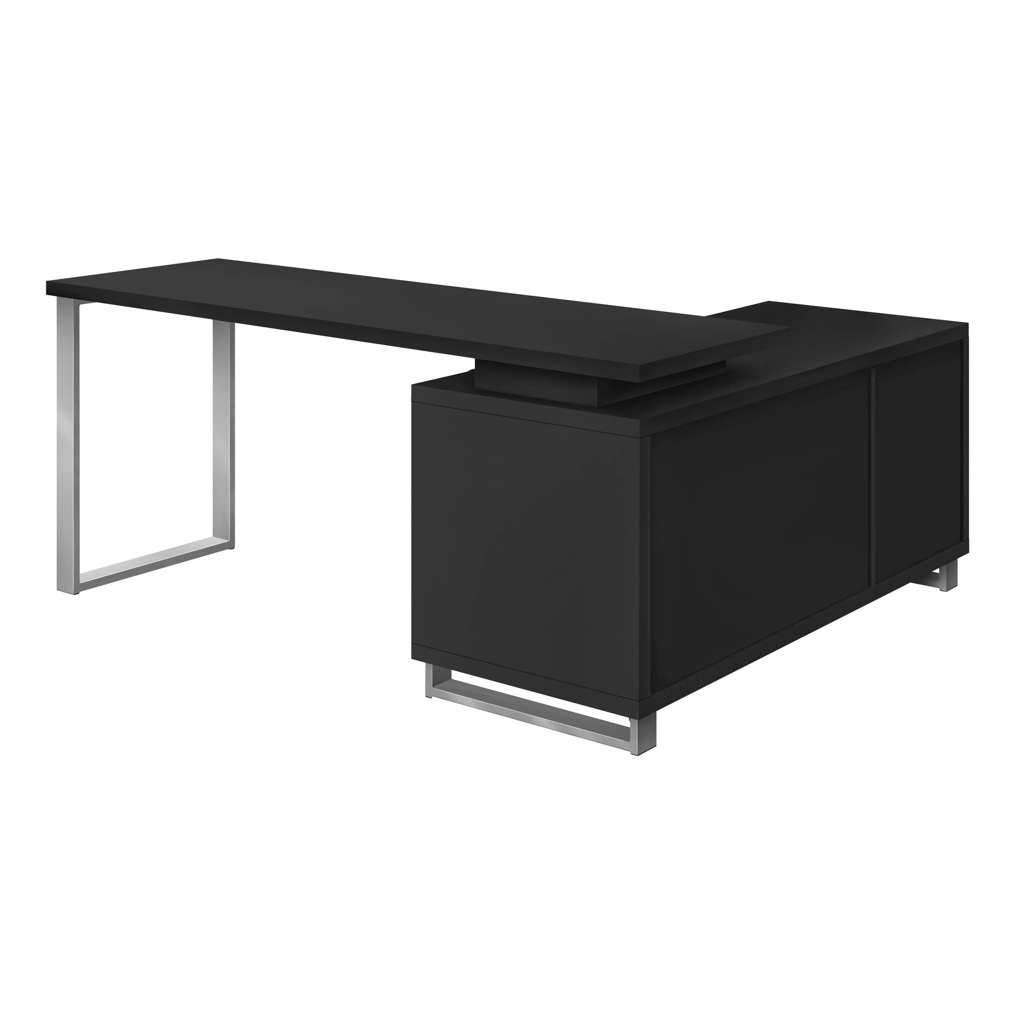 Monarch Specialties I 7717 Computer Desk, Home Office, Corner, Storage Drawers, 72&quot; L, L Shape, Work, Laptop, Metal, Laminate, Black, Grey, Contemporary, Modern