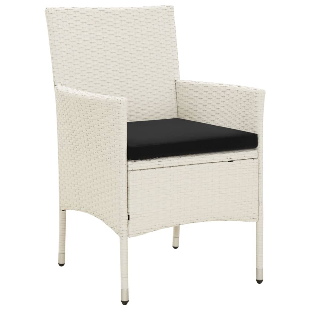vidaXL Patio Dining Set 3 Piece with Cushions Garden Outdoor Terrace Balcony Dinner Table and Chair Seat Seating Furniture Poly Rattan White