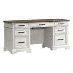 Intercon Drake Home Office 66" Wide Credenza, Rustic White & French Oak Furniture