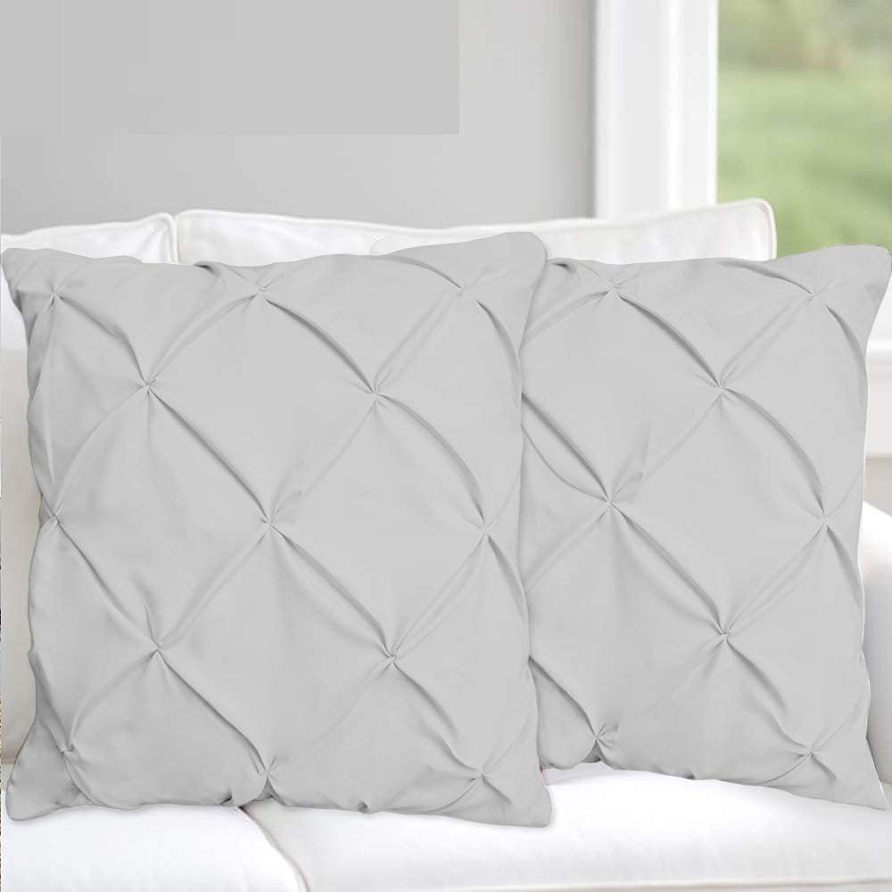 Precious Star Linen Pillow Sham Set Of 2 Pinch Plated/Pintuck Pillow Cover Sham Solid Design 600 Thread Count Natural Cotton, Hy