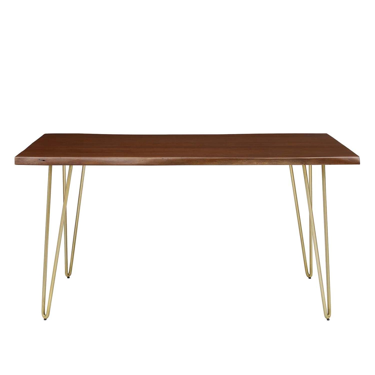 Modway Ardor 60&Quot; Live Edge Acacia Wood Rectangular Dining Table In Gold Walnut