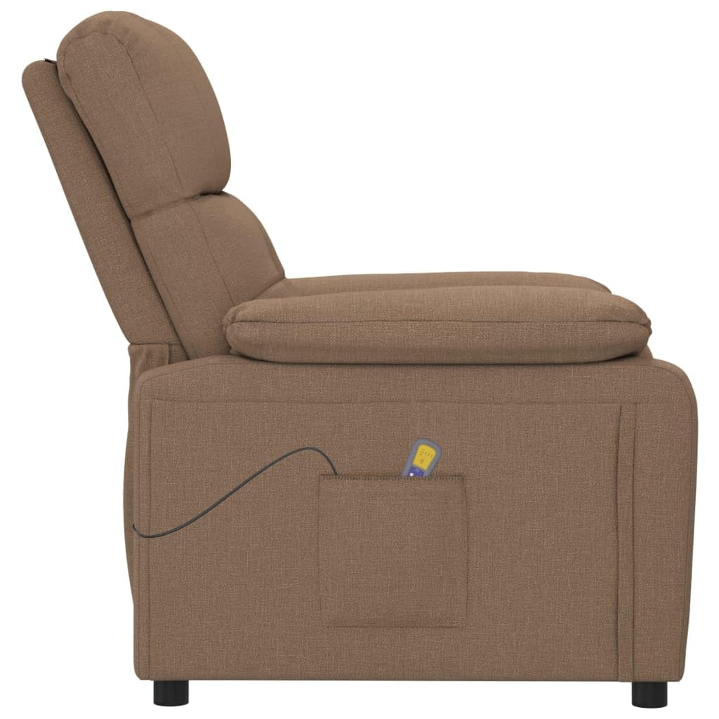 vidaXL Brown Fabric Massage Recliner | Comfortable Relaxing Chair | Durable Polyurethane Upholstery | Farmhouse Style | Lightweight Lounge Furniture