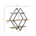 Acme Brantley Wall Rack with 3 Wooden Shelves in Oak and Sandy Black