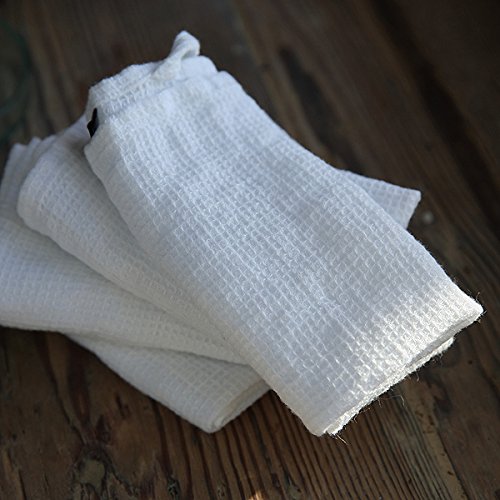 Linenme Wash Cloths X4 100% Linen , 12 By 12-Inch, Optical White
