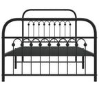 vidaXL Metal Bed Frame with Headboard/Footboard - Sturdy Steel Single Bed Frame with Storage - Black, 81.5" x 41.3" x 39.4"