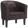 vidaXL Modern Tub Chair in Brown Faux Leather - Durable, Stain-Resistant Armchair for Living Room, Bedroom or Office - Comfortable Seat with Thick Padding