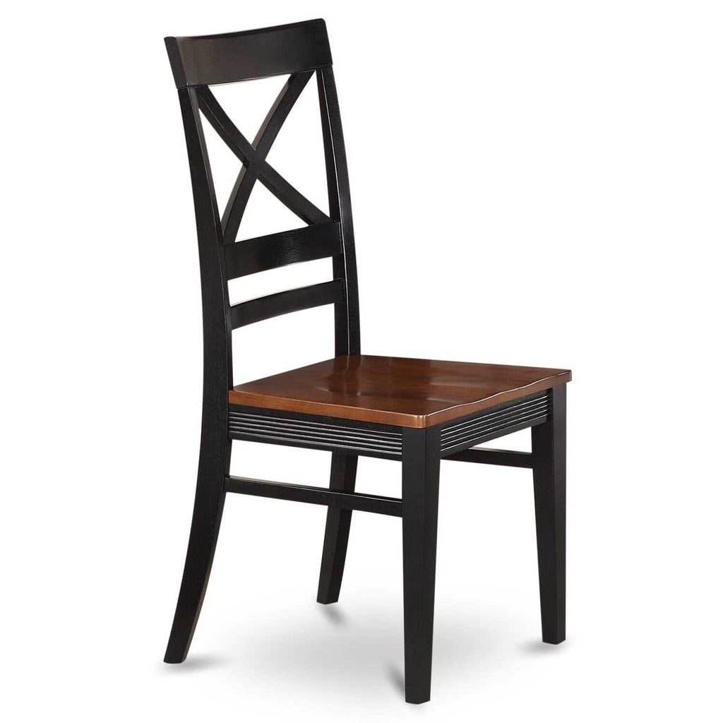 East West Furniture Amwe5-Bch-W 5 Piece Kitchen Table & Chairs Set Includes A Round Dining Room Table With Pedestal And 4 Solid Wood Seat Chairs, 36X36 Inch, Black & Cherry