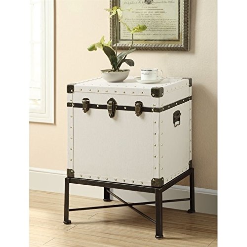 Coaster Furniture Accent Cabinet White Faux Leather Polyurethane Bronze Washed 902819