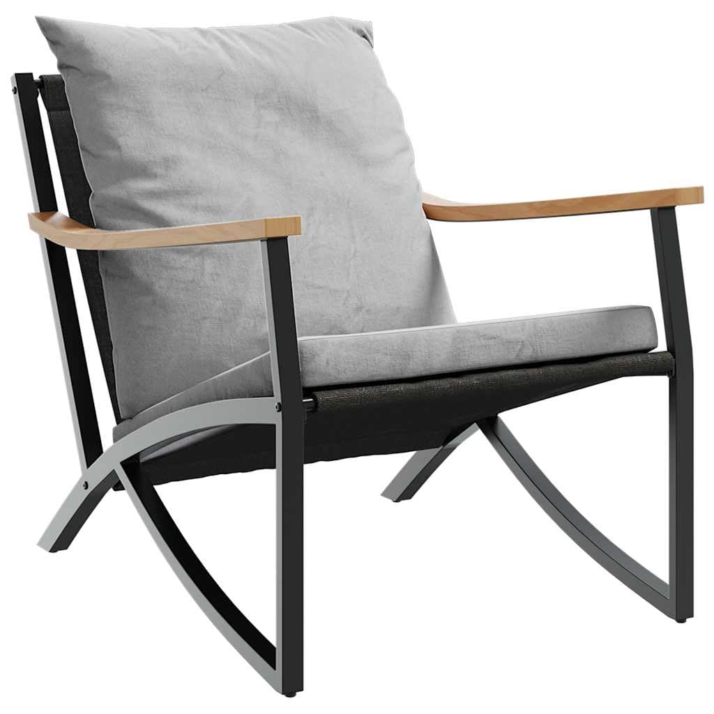 vidaXL 4-Piece Balcony Furniture Set with Light Gray Cushions - Black Steel Frame Chairs and Coffee Tables for Patio/Garden/Deck
