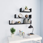 Vidaxl Wall Display Shelf 3 Pcs Black Engineered Wood