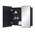 Idyllor Black Bathroom Medicine Cabinet With Round Corner Framed Door And Beveled Edge Mirror 22 X 20 Inch, Recessed Or Surface